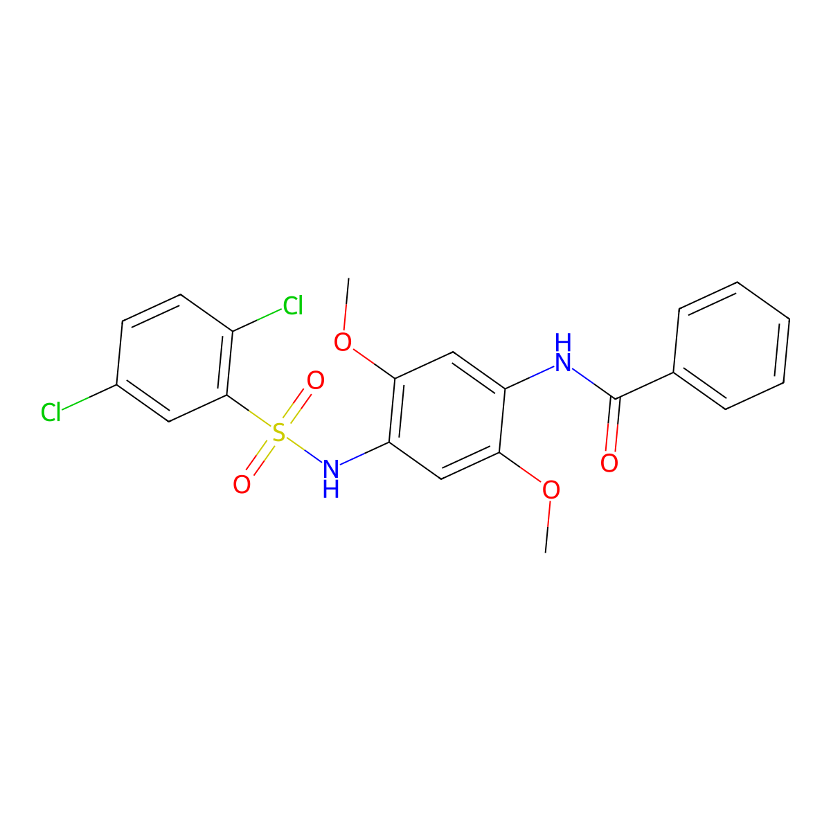 N-(4-{[(2,5-dichlorophenyl)sulfonyl]amino}-2,5-dimethoxyphenyl)benzamide molecular structure, CAS 521298-64-6