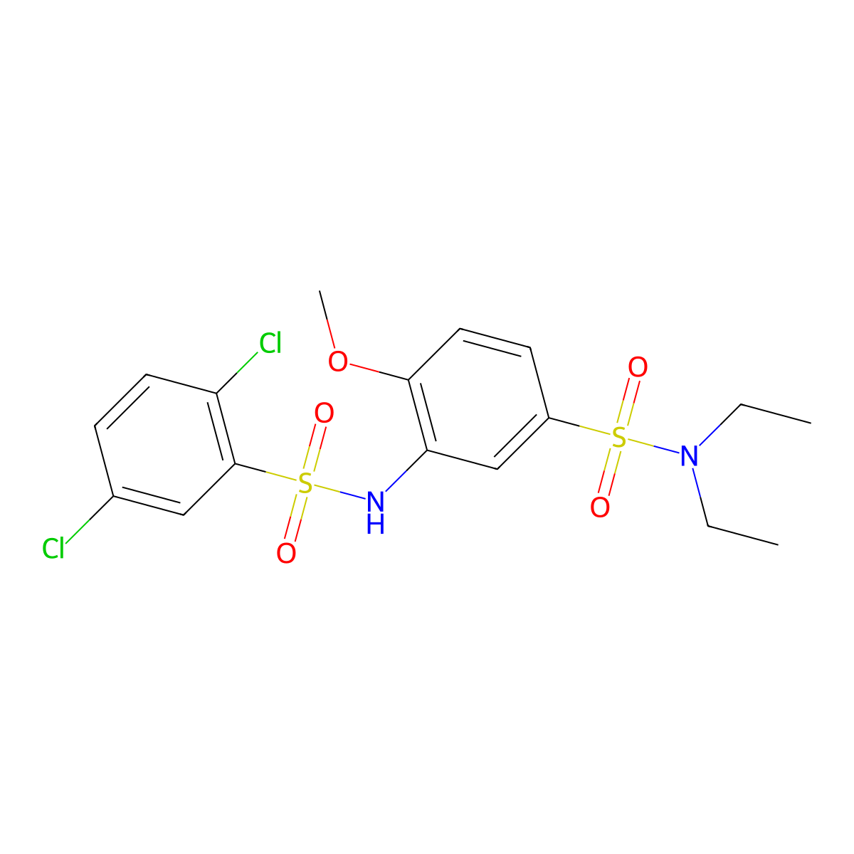 3-[(2,5-dichlorophenyl)sulfonylamino]-N,N-diethyl-4-methoxybenzenesulfonamide molecular structure, CAS 521298-66-8