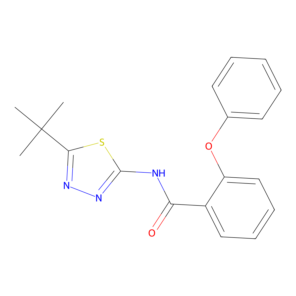 N-(5-tert-butyl-1,3,4-thiadiazol-2-yl)-2-phenoxybenzamide molecular structure, CAS 521299-24-1