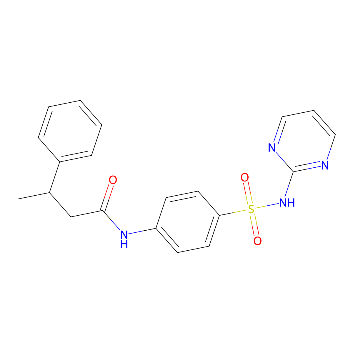 3-phenyl-N-[4-(pyrimidin-2-ylsulfamoyl)phenyl]butanamide molecular structure, CAS 521299-90-1