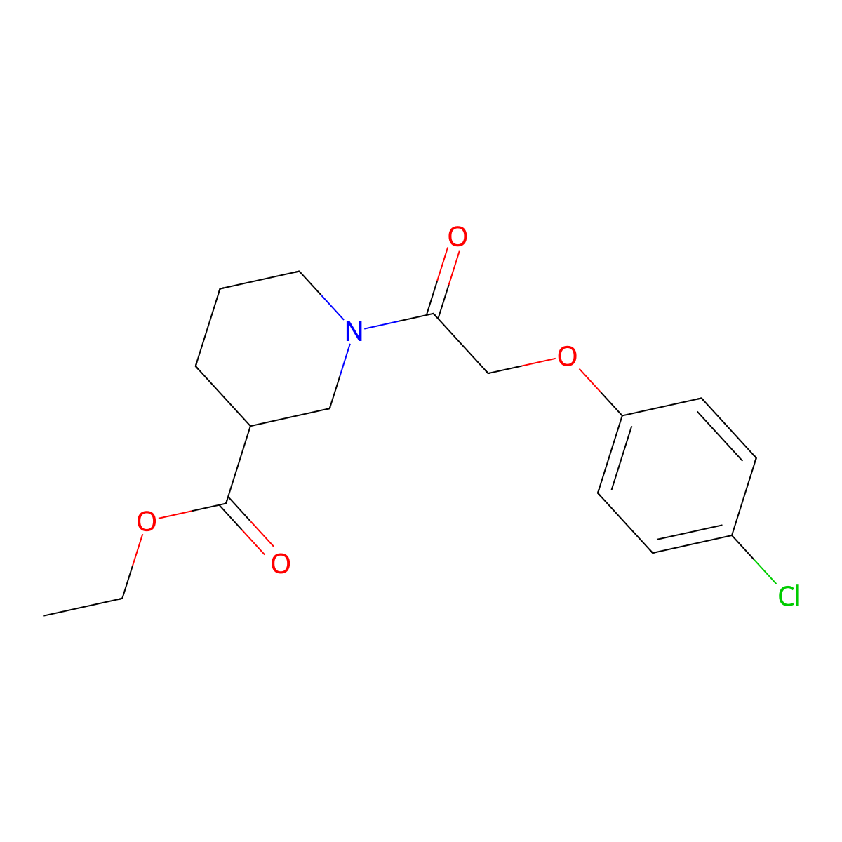 Ethyl 1-[(4-chlorophenoxy)acetyl]-3-piperidinecarboxylate molecular structure, CAS 521299-94-5