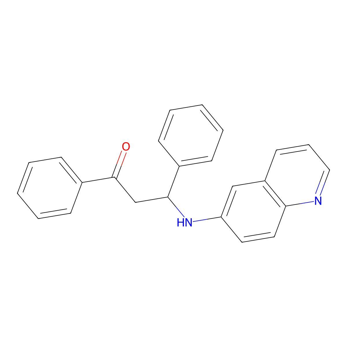 1,3-Diphenyl-3-[(quinolin-6-yl)amino]propan-1-one molecular structure, CAS 5213-33-2