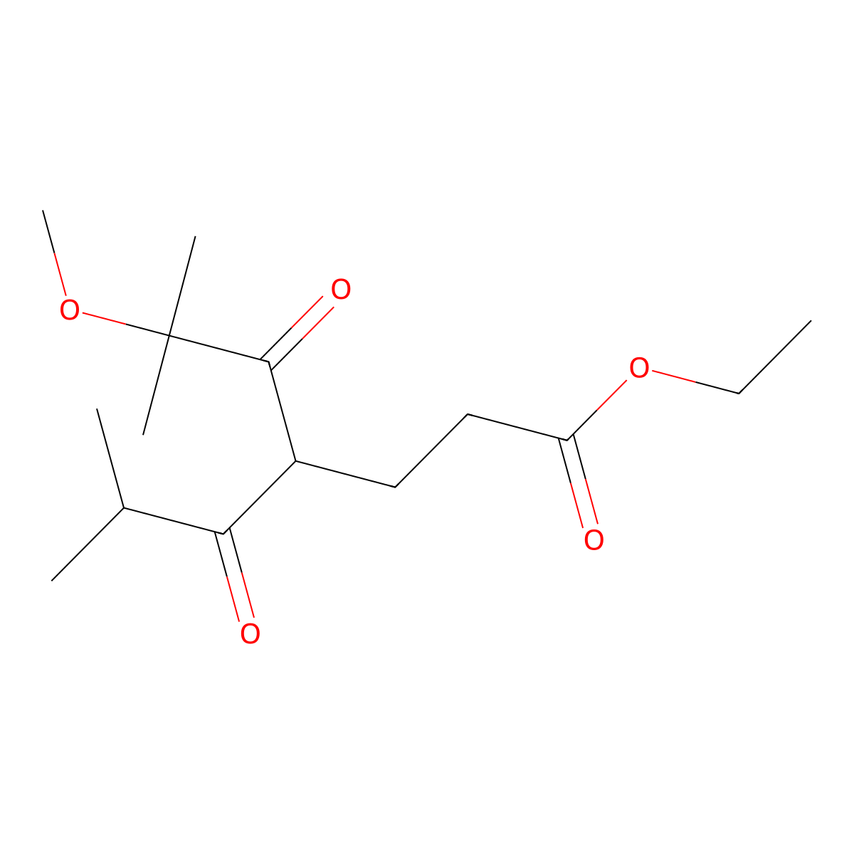 Ethyl 6-methoxy-6-methyl-4-(2-methylpropanoyl)-5-oxoheptanoate molecular structure, CAS 5213-83-2