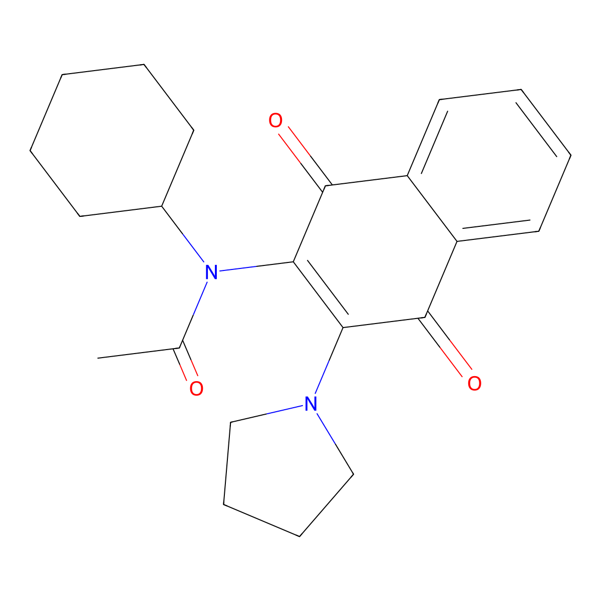 N-Cyclohexyl-N-[1,4-dioxo-3-(pyrrolidin-1-yl)-1,4-dihydronaphthalen-2-yl]acetamide molecular structure, CAS 5213-85-4