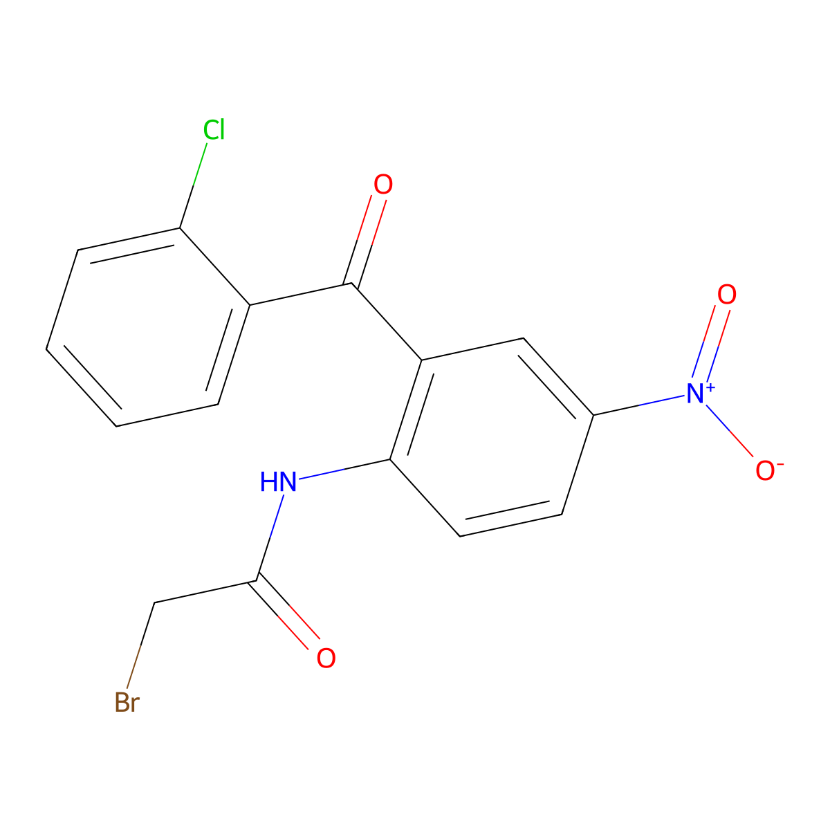 2-bromo-N-[2-(2-chlorobenzoyl)-4-nitrophenyl]acetamide molecular structure, CAS 52130-87-7