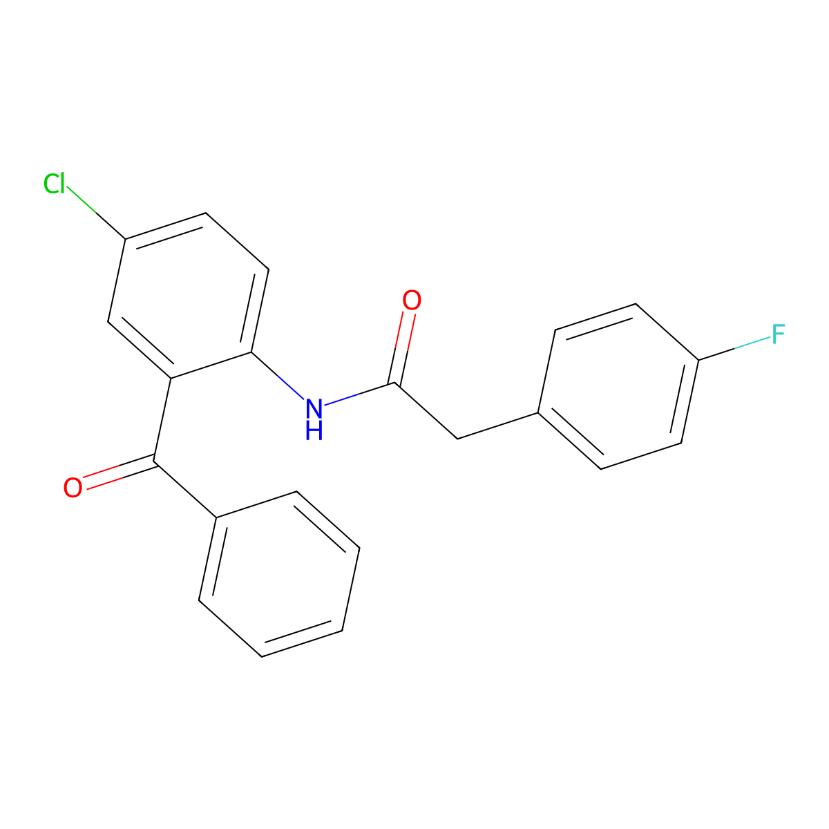 N-(2-benzoyl-4-chlorophenyl)-2-(4-fluorophenyl)acetamide molecular structure, CAS 521300-13-0