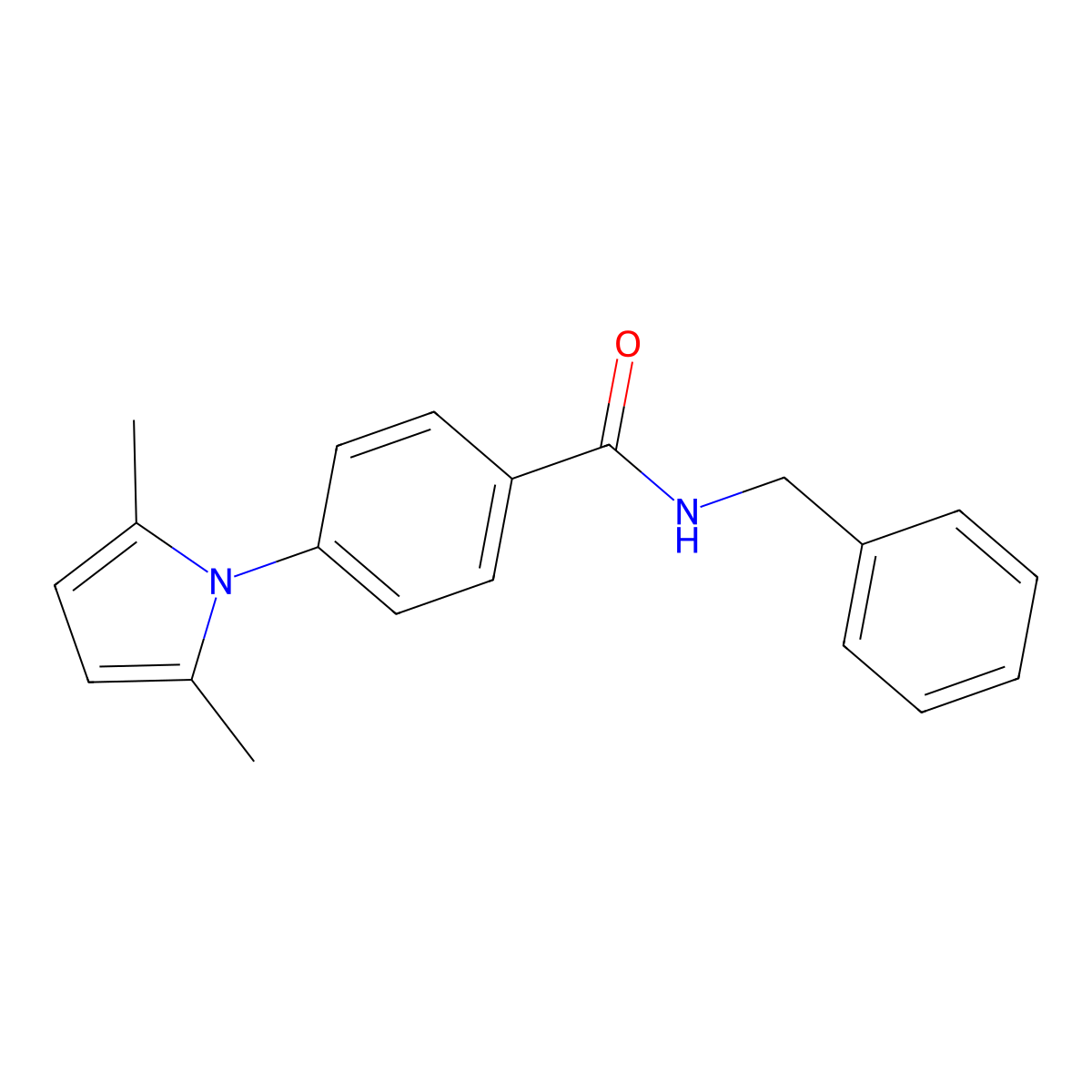 N-benzyl-4-(2,5-dimethyl-1H-pyrrol-1-yl)benzamide molecular structure, CAS 521300-55-0