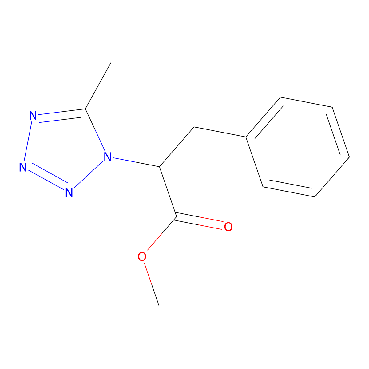 Methyl 2-(5-methyltetrazol-1-yl)-3-phenylpropanoate molecular structure, CAS 521301-14-4