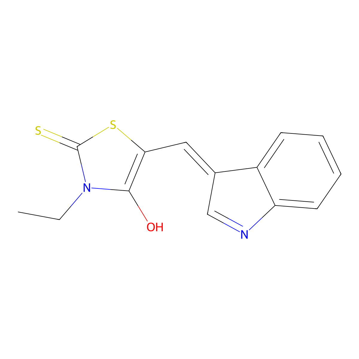 5-((1H-Indol-3-yl)methylene)-3-ethyl-2-thioxothiazolidin-4-one molecular structure, CAS 521301-74-6