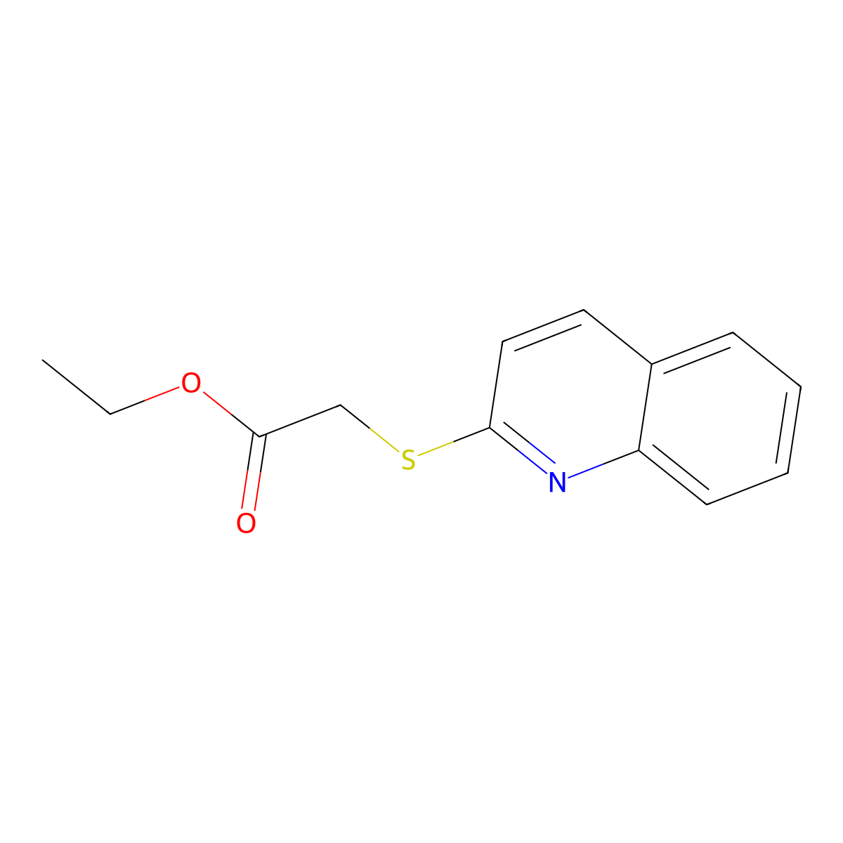 Ethyl 2-quinolin-2-ylsulfanylacetate molecular structure, CAS 52131-48-3