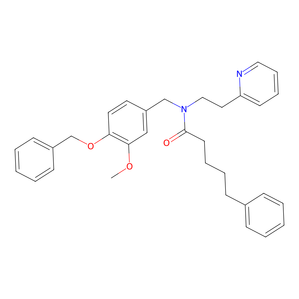 N-(4-(benzyloxy)-3-methoxybenzyl)-5-phenyl-N-(2-(pyridin-2-yl)ethyl)pentanamide molecular structure, CAS 521310-51-0