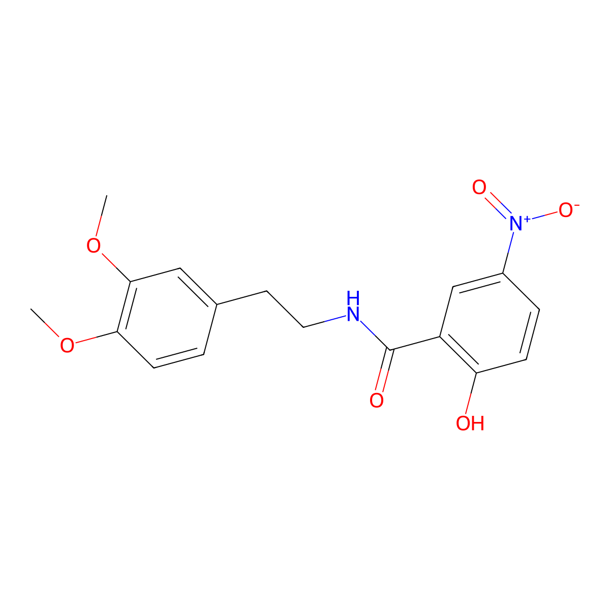 N-(3,4-dimethoxyphenethyl)-2-hydroxy-5-nitrobenzenecarboxamide molecular structure, CAS 521313-28-0