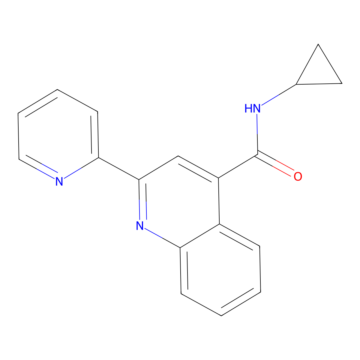 N-cyclopropyl-2-pyridin-2-ylquinoline-4-carboxamide molecular structure, CAS 521318-03-6