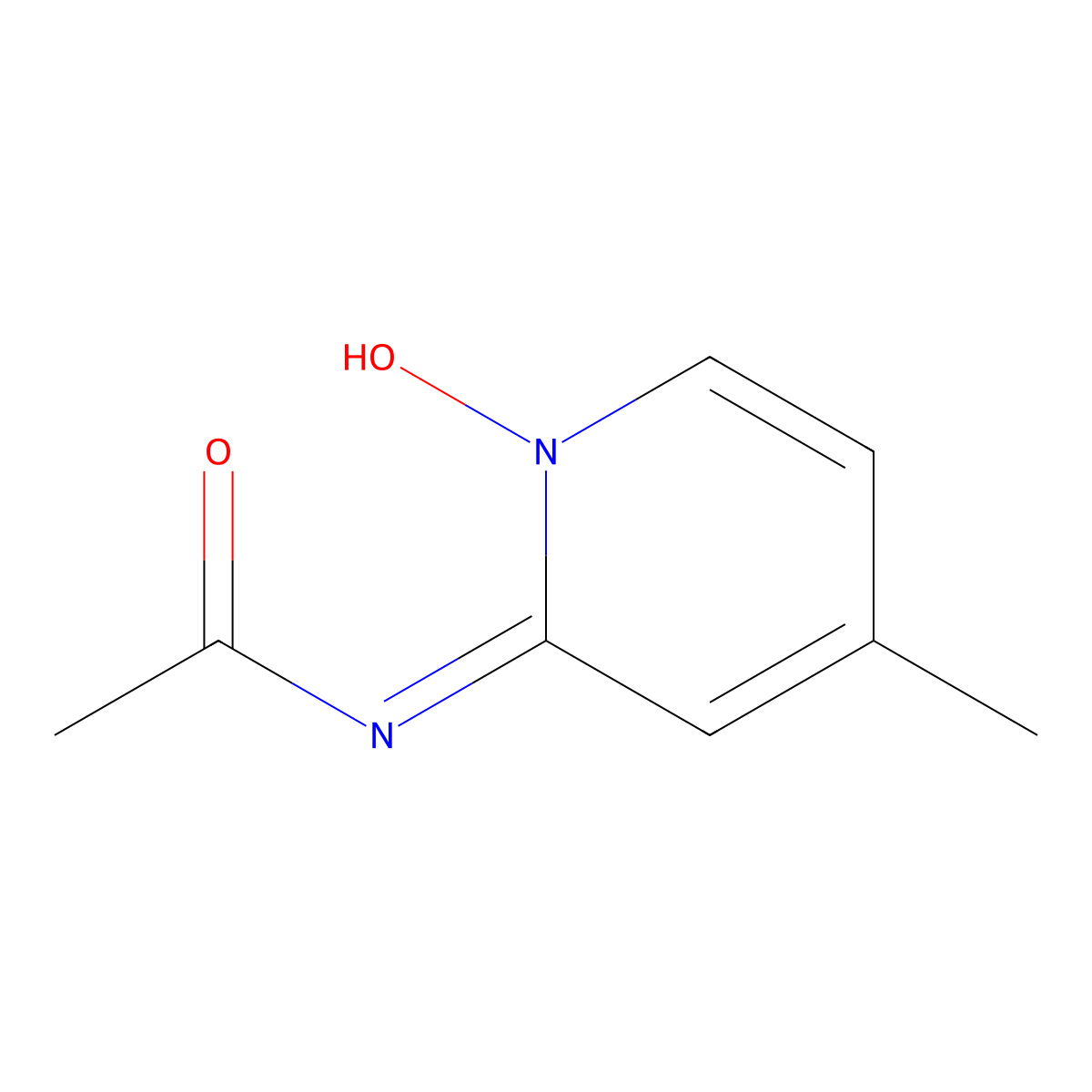 2-Acetamido-4-methylpyridin-1-ium-1-olate molecular structure, CAS 52132-32-8