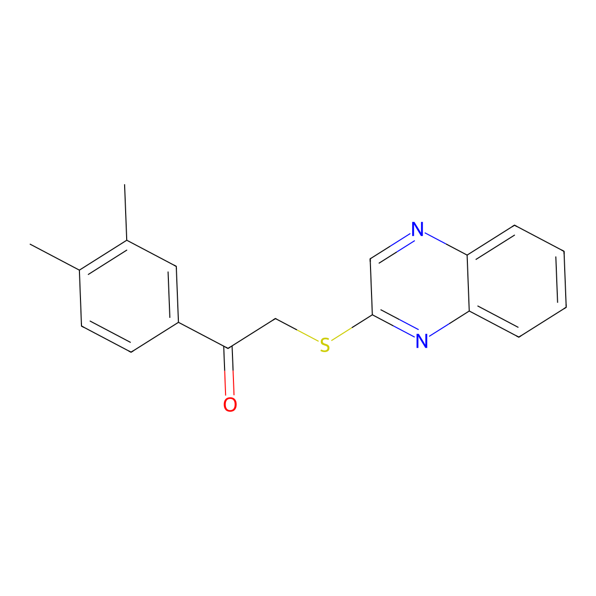 1-(3,4-Dimethylphenyl)-2-(quinoxalin-2-ylsulfanyl)ethan-1-one molecular structure, CAS 521320-07-0