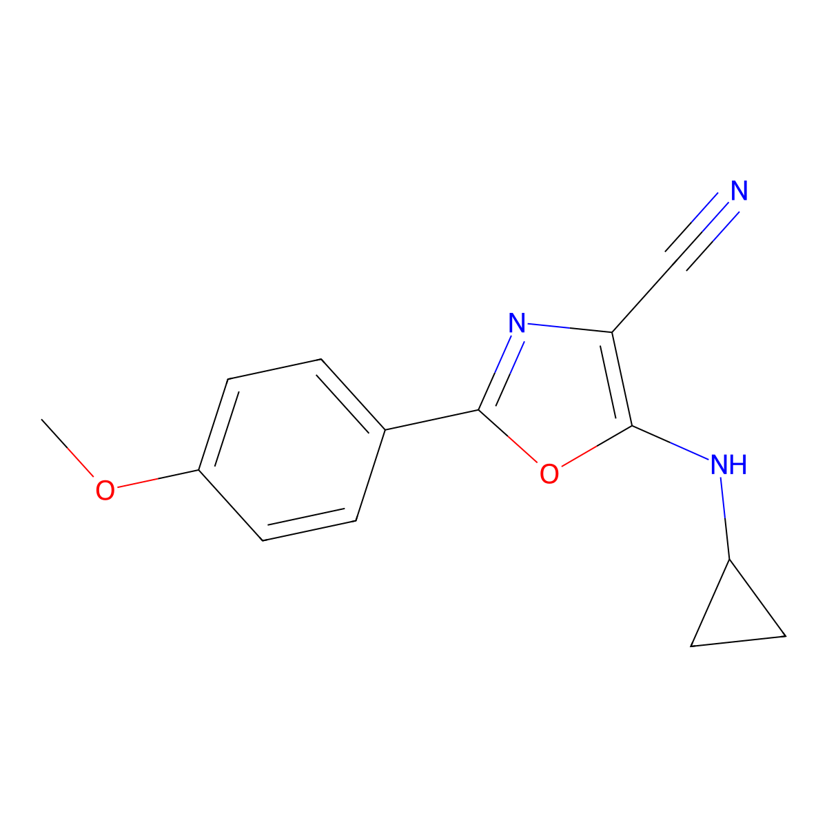 5-(Cyclopropylamino)-2-(4-methoxyphenyl)-1,3-oxazole-4-carbonitrile molecular structure, CAS 521320-50-3