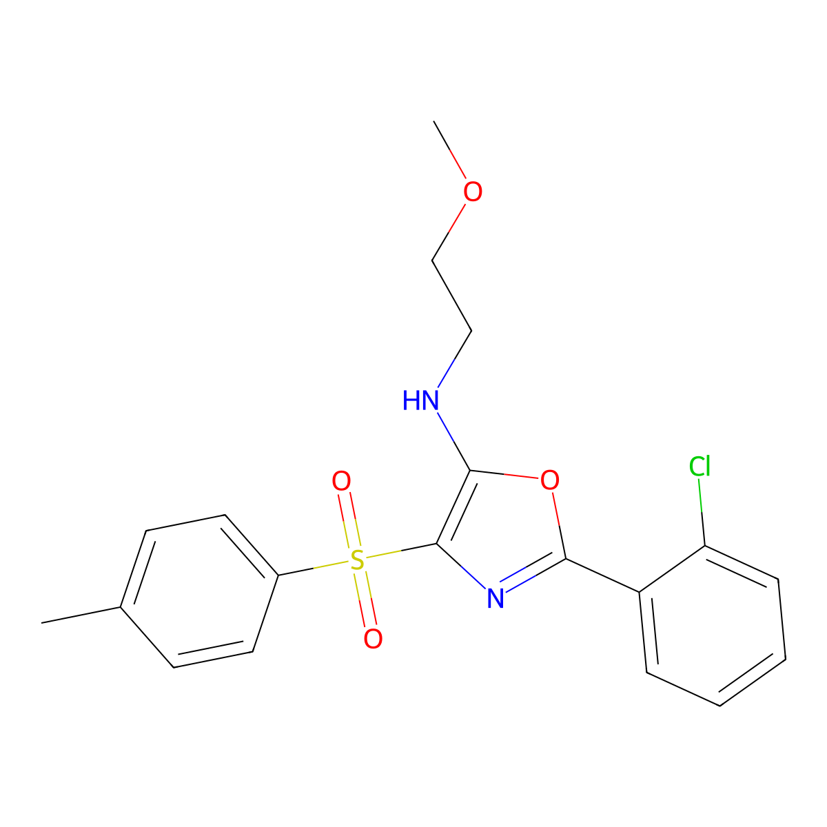 2-(2-chlorophenyl)-N-(2-methoxyethyl)-4-(4-methylphenyl)sulfonyl-1,3-oxazol-5-amine molecular structure, CAS 521320-54-7