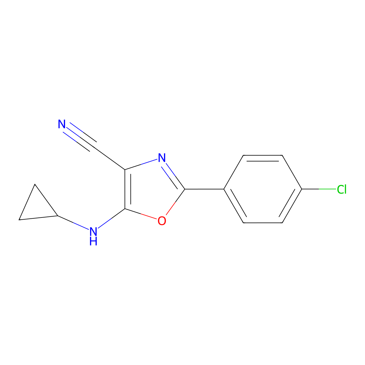 2-(4-Chlorophenyl)-5-(cyclopropylamino)-1,3-oxazole-4-carbonitrile molecular structure, CAS 521322-59-8
