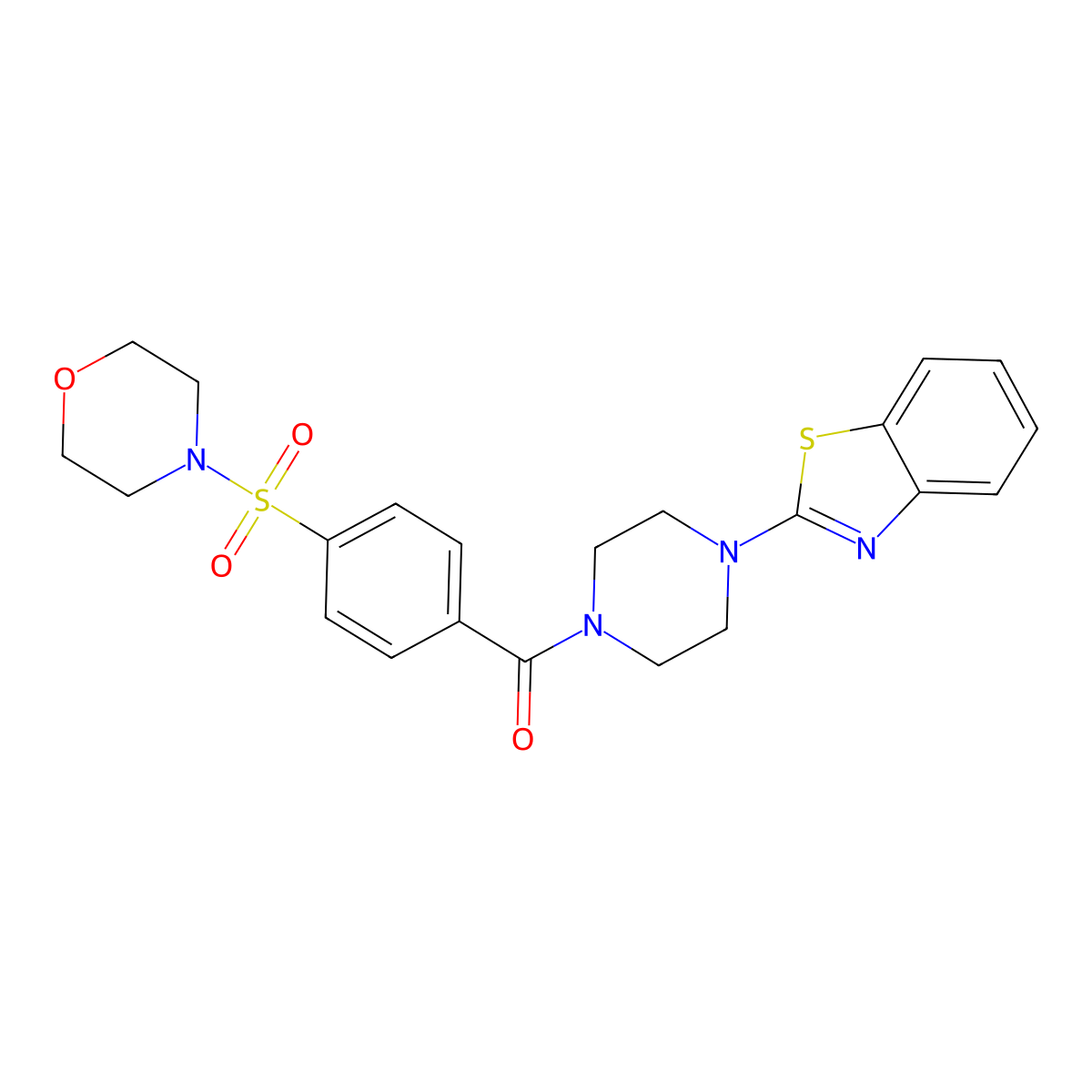 2-{4-[4-(Morpholine-4-sulfonyl)benzoyl]piperazin-1-yl}-1,3-benzothiazole molecular structure, CAS 521322-66-7