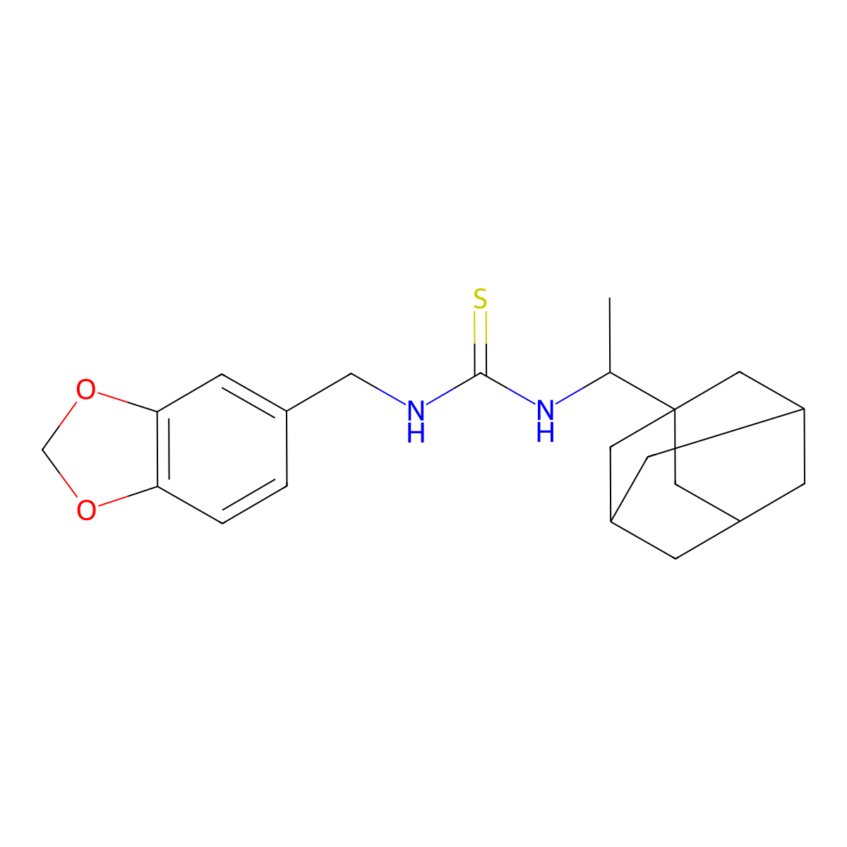 1-(1,3-Benzodioxol-5-ylmethyl)-3-[1-(tricyclo[3.3.1.1~3,7~]dec-1-yl)ethyl]thiourea molecular structure, CAS 521327-75-3