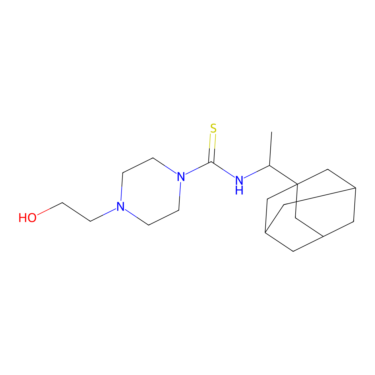 2-(4-{[(Adamantanylethyl)amino]thioxomethyl}piperazinyl)ethan-1-ol molecular structure, CAS 521327-79-7