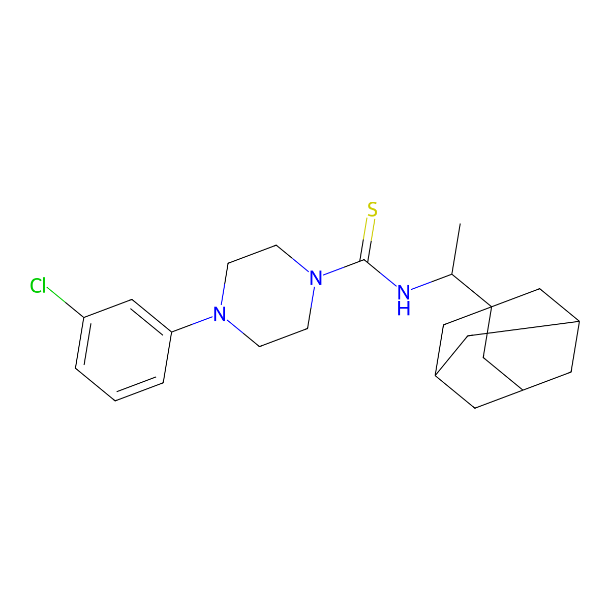 N-[1-(1-adamantyl)ethyl]-4-(3-chlorophenyl)piperazine-1-carbothioamide molecular structure, CAS 521327-84-4