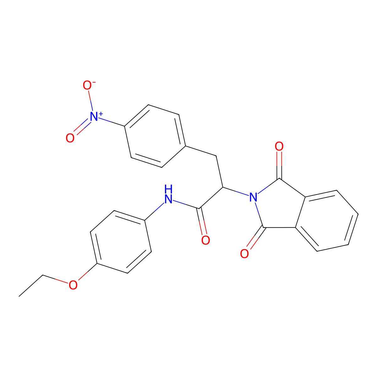 2-(1,3-dioxoisoindol-2-yl)-N-(4-ethoxyphenyl)-3-(4-nitrophenyl)propanamide molecular structure, CAS 5214-20-0
