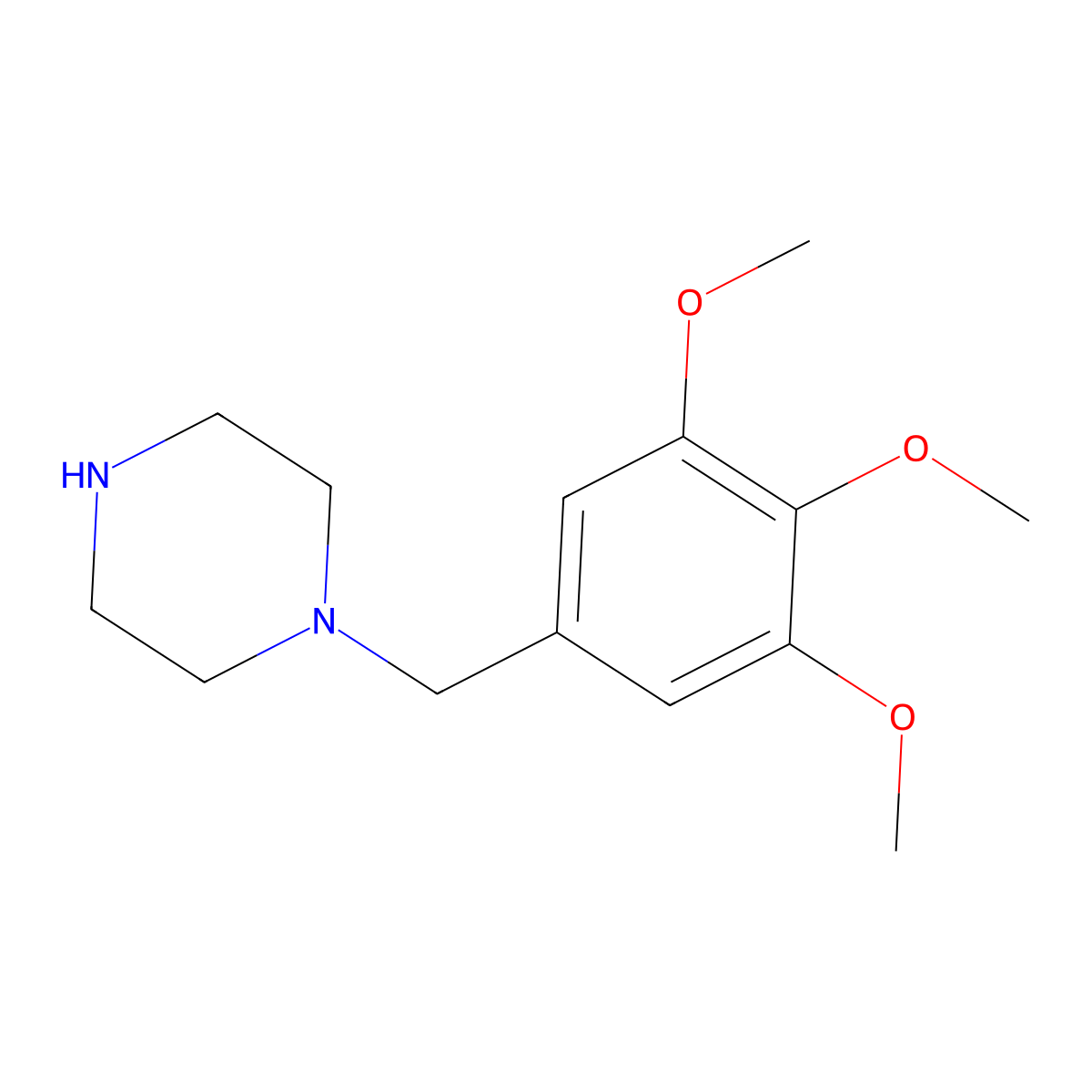 1-[(3,4,5-Trimethoxyphenyl)methyl]piperazine molecular structure, CAS 52146-35-7