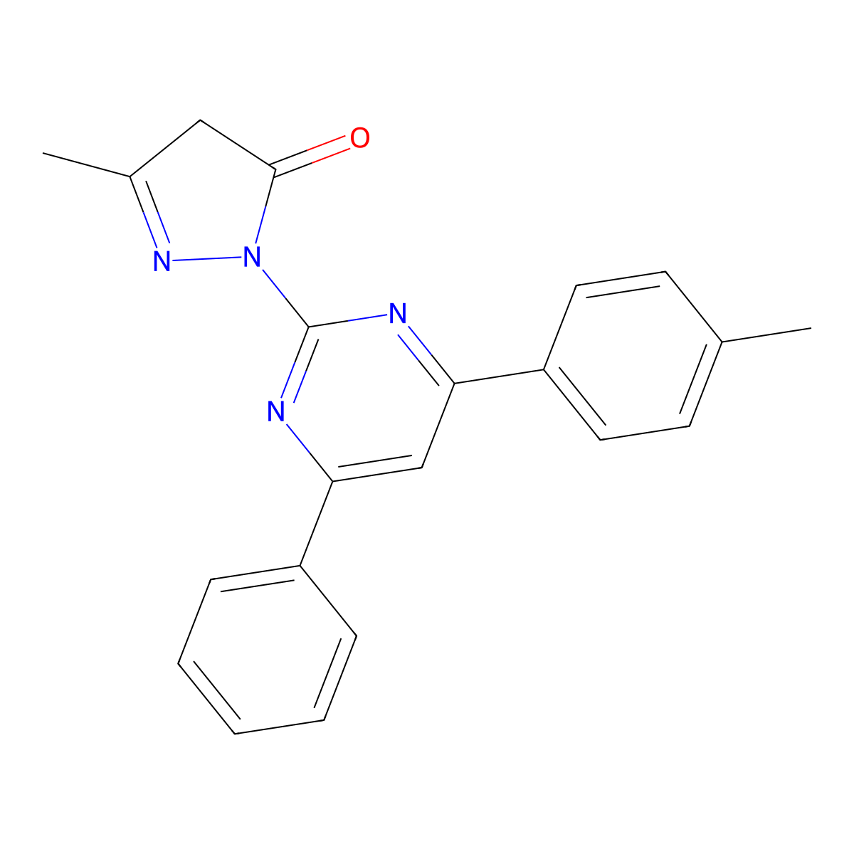 5-Methyl-2-[4-(4-methylphenyl)-6-phenylpyrimidin-2-yl]-2,4-dihydro-3H-pyrazol-3-one molecular structure, CAS 5215-62-3