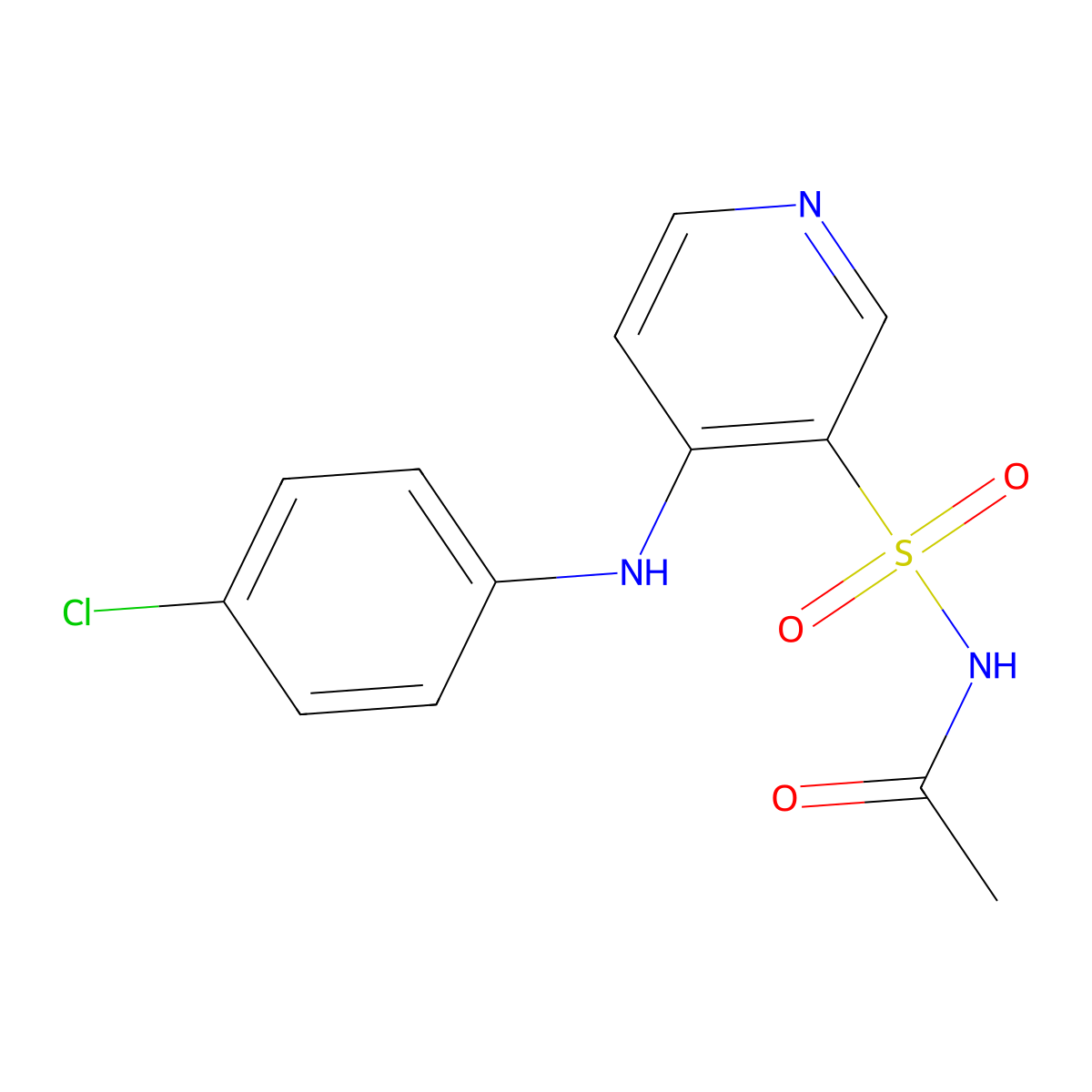 Acetamide, N-((4-((4-chlorophenyl)amino)-3-pyridinyl)sulfonyl)- molecular structure, CAS 52157-98-9