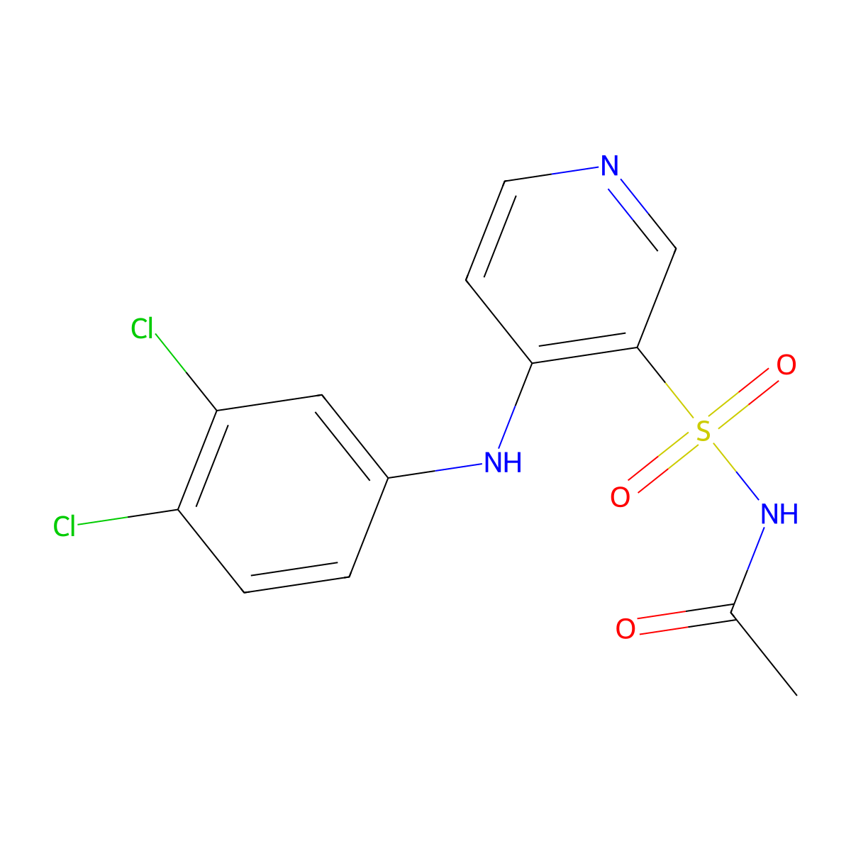 Acetamide, N-((4-((3,4-dichlorophenyl)amino)-3-pyridinyl)sulfonyl)- molecular structure, CAS 52158-03-9