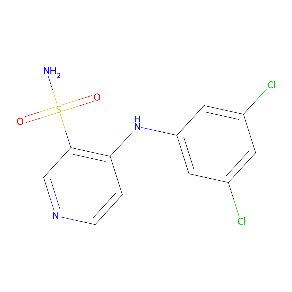 3-Pyridinesulfonamide, 4-((3,5-dichlorophenyl)amino)- molecular structure, CAS 52158-13-1