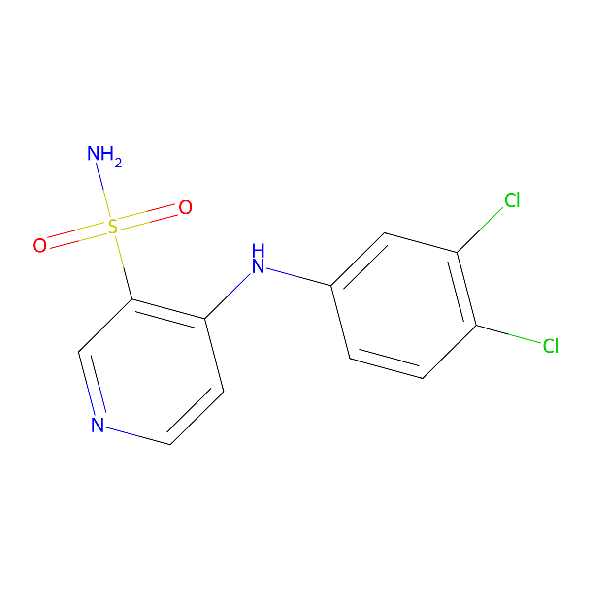 3-Pyridinesulfonamide, 4-((3,4-dichlorophenyl)amino)- molecular structure, CAS 52158-14-2
