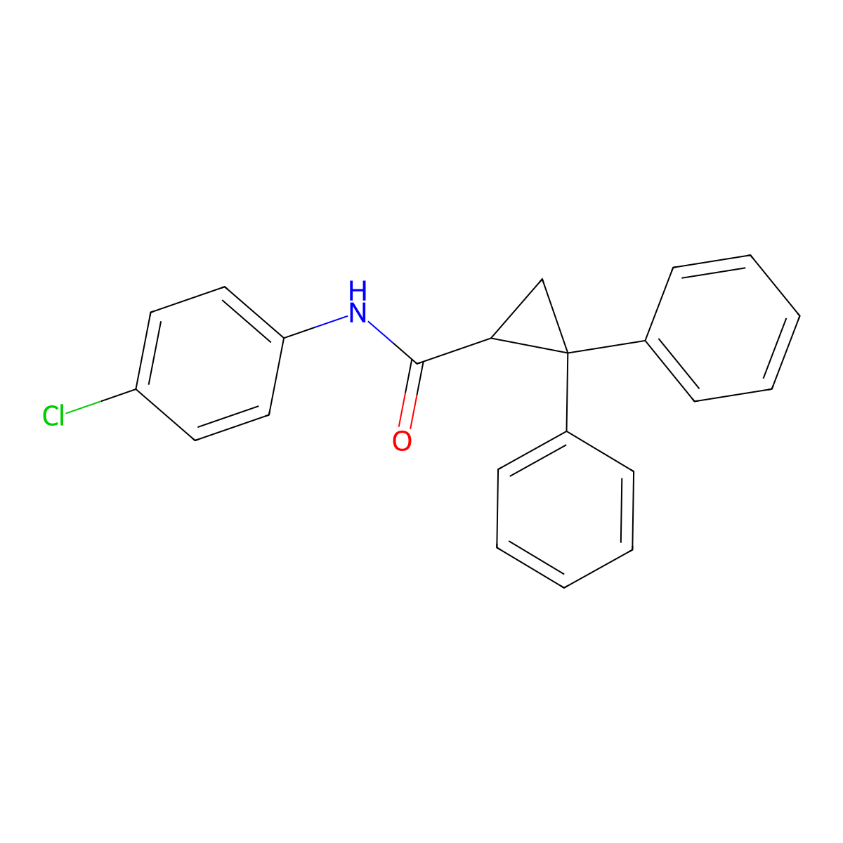 N-(4-Chlorophenyl)-2,2-diphenylcyclopropane-1-carboxamide molecular structure, CAS 5216-72-8