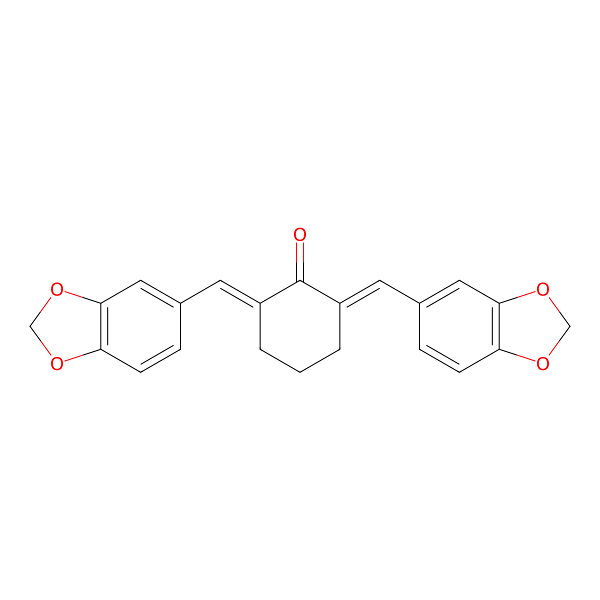 2,6-Dipiperonylidencyclohexanon molecular structure, CAS 5216-82-0