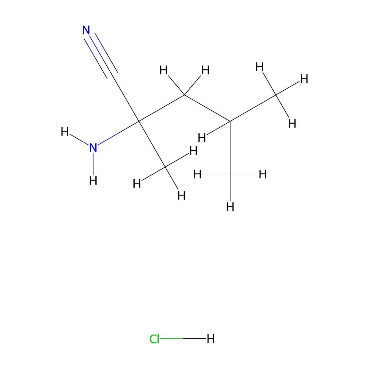 2-Amino-2,4-dimethylpentanenitrile hydrochloride molecular structure, CAS 52161-39-4