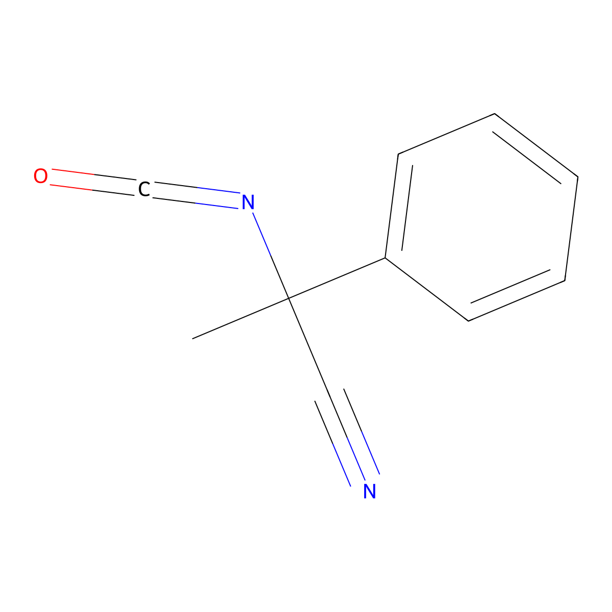 2-Isocyanato-2-phenylpropanenitrile molecular structure, CAS 52161-42-9