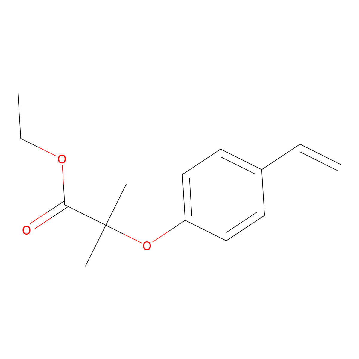 Ethyl 2-(4-vinylphenoxy)isobutyrate molecular structure, CAS 52179-09-6