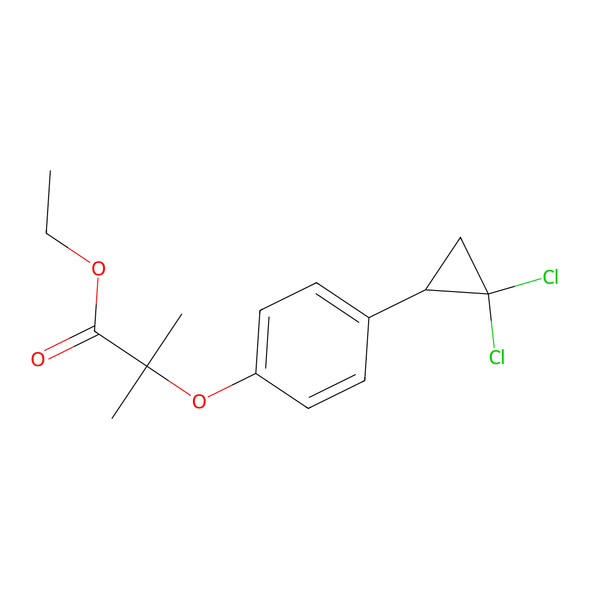 Ethyl 2-[4-(2,2-dichlorocyclopropyl)phenoxy]-2-methylpropionate molecular structure, CAS 52179-28-9