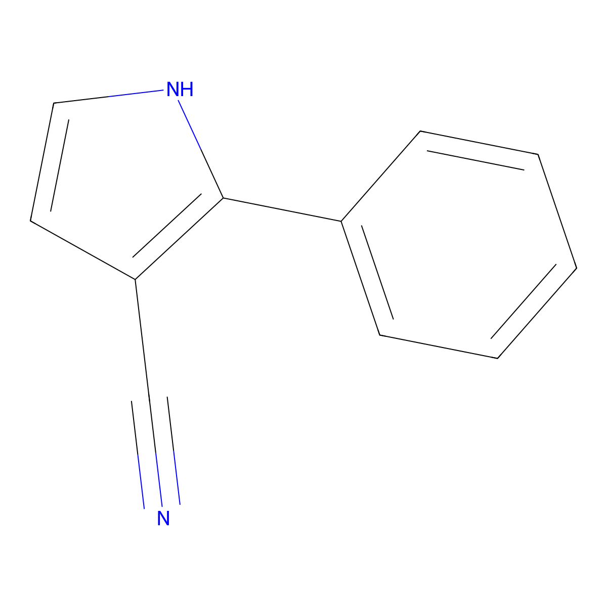 2-phenyl-1H-pyrrole-3-carbonitrile molecular structure, CAS 52179-70-1