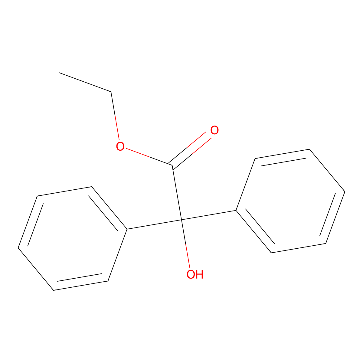 Ethyl diphenylglycolate molecular structure, CAS 52182-15-7