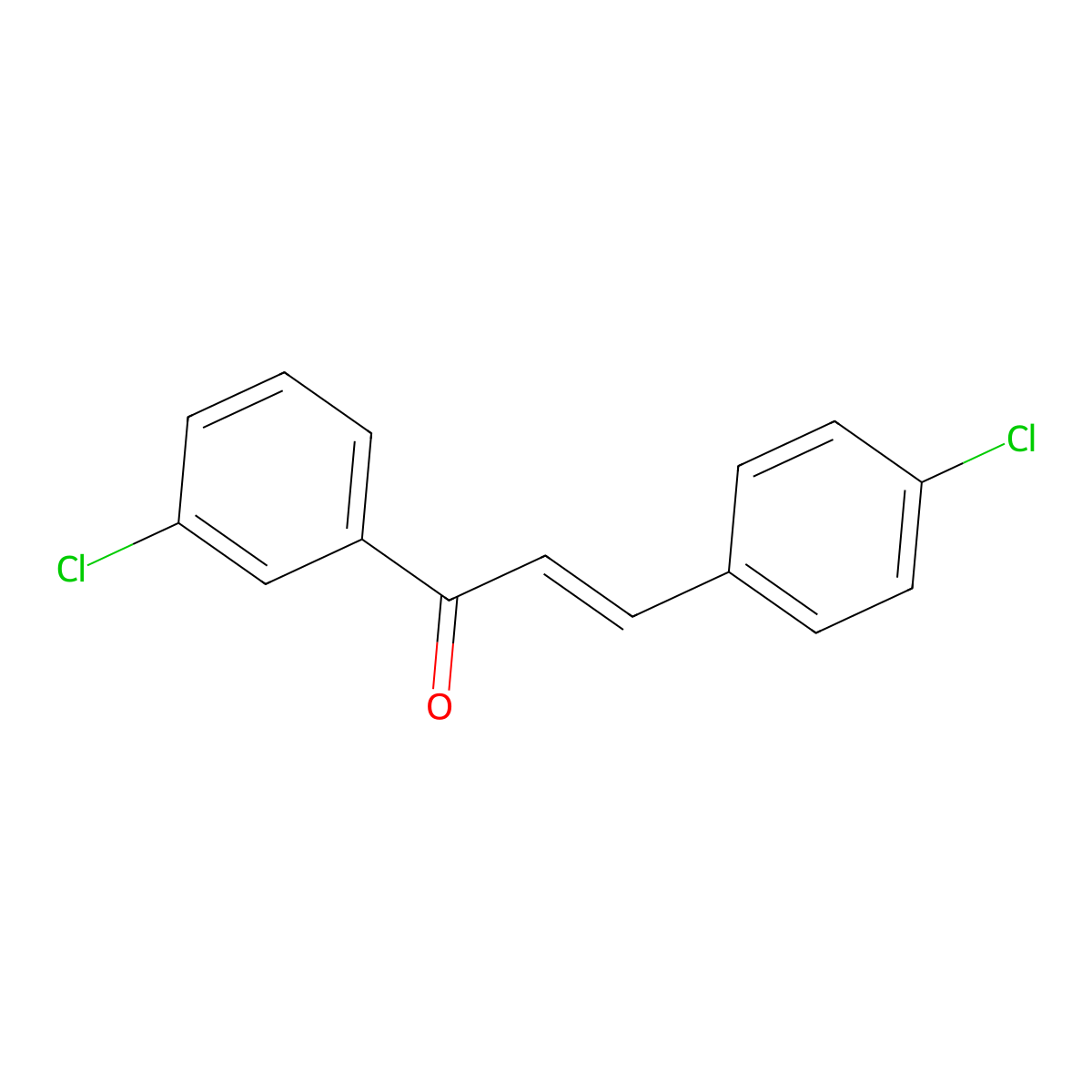 1-(3-Chlorophenyl)-3-(4-chlorophenyl)prop-2-en-1-one molecular structure, CAS 52182-39-5