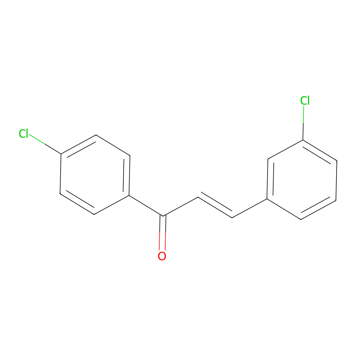 3-(3-Chlorophenyl)-1-(4-chlorophenyl)prop-2-en-1-one molecular structure, CAS 52182-41-9