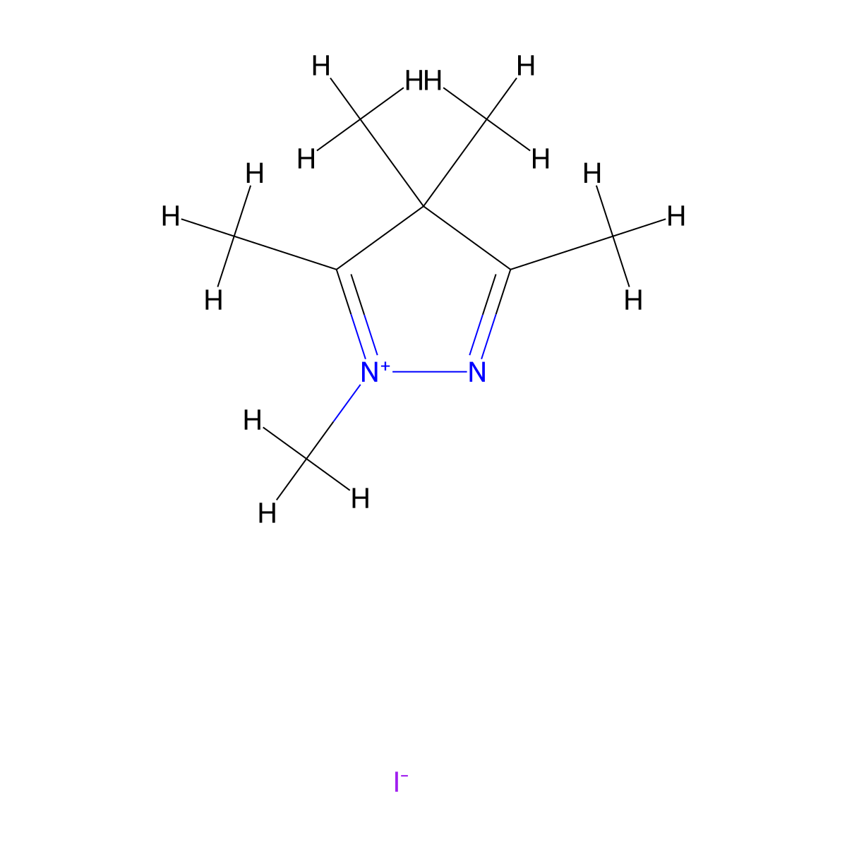 4H-Pyrazolium, 1,3,4,4,5-pentamethyl-, iodide molecular structure, CAS 52182-90-8