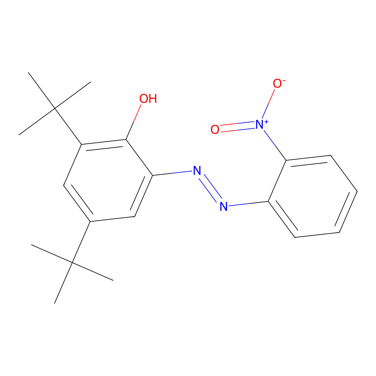 2,4-Bis(1,1-dimethylethyl)-6-[2-(2-nitrophenyl)diazenyl]phenol molecular structure, CAS 52184-14-2