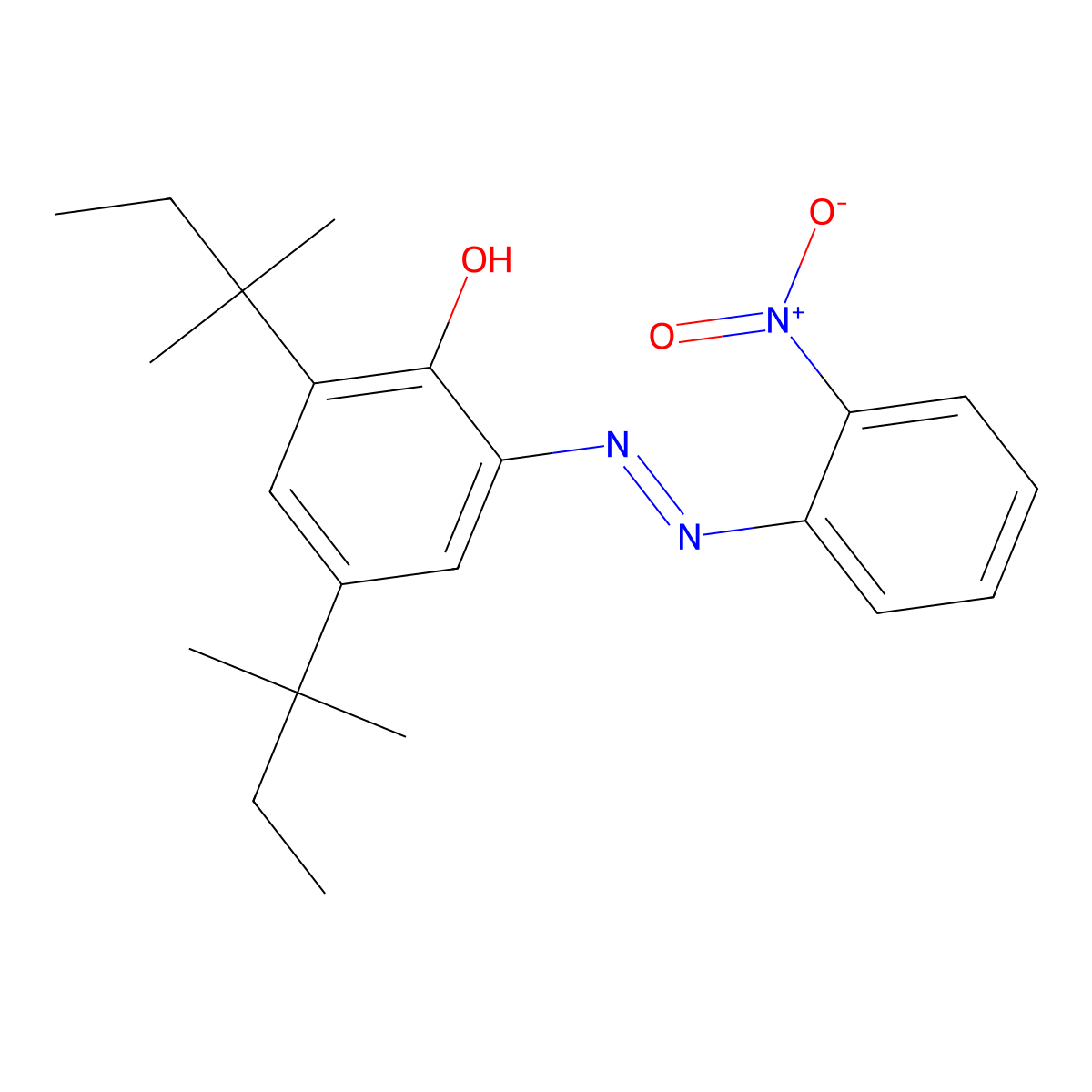 2-Nitro-2'-hydroxy-3',5'-bis(tert-amyl)azobenzene molecular structure, CAS 52184-19-7