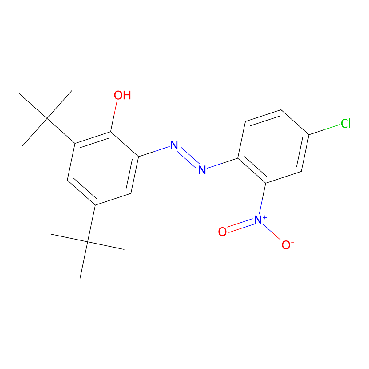 Phenol, 2-(2-(4-chloro-2-nitrophenyl)diazenyl)-4,6-bis(1,1-dimethylethyl)- molecular structure, CAS 52184-29-9