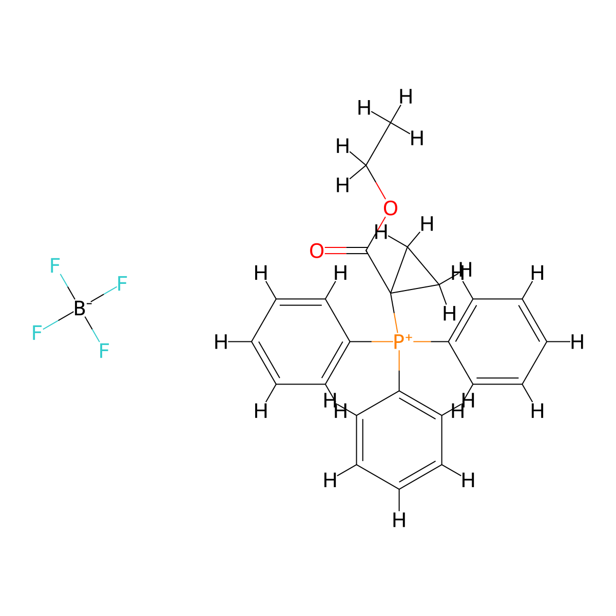 (1-(Ethoxycarbonyl)cyclopropyl)triphenylphosphonium tetrafluoroborate molecular structure, CAS 52186-89-7