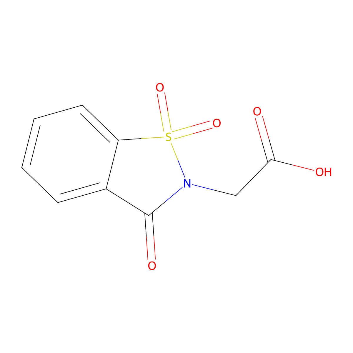 2-(1,1-dioxido-3-oxobenzo(d)isothiazol-2(3H)-yl)acetic acid molecular structure, CAS 52188-11-1
