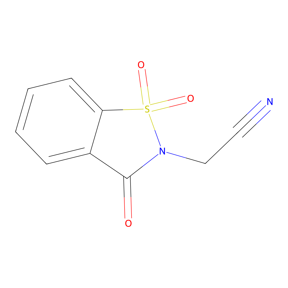 (1,1-Dioxido-3-oxo-1,2-benzothiazol-2(3h)-yl)acetonitrile molecular structure, CAS 52188-12-2